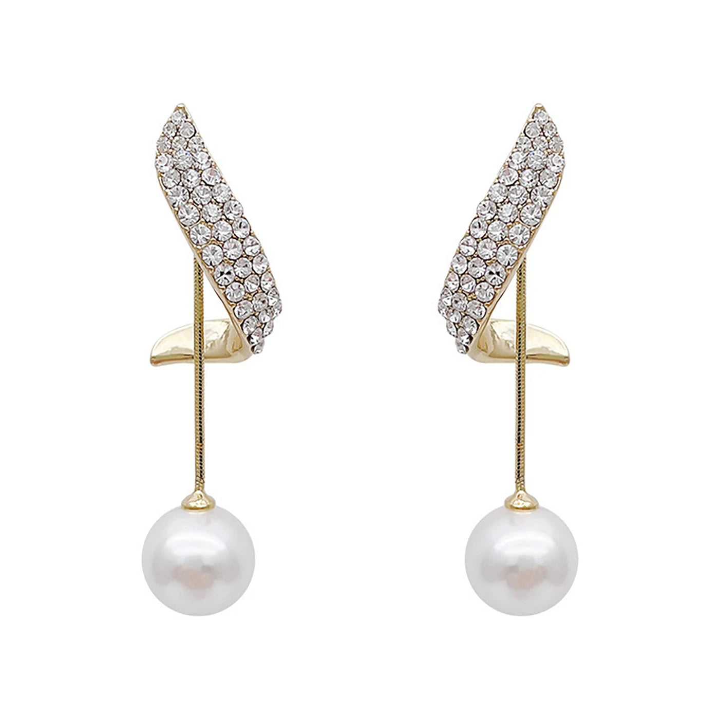 Elegant Pearl & Crystal Tassel Earrings