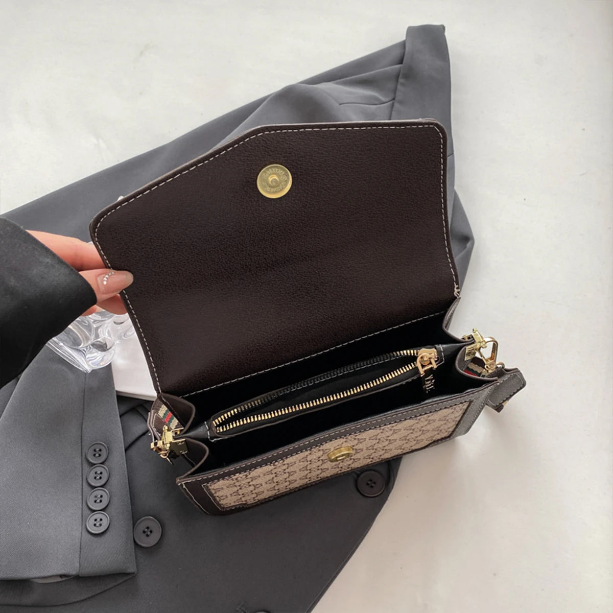 Classic Quilted Geometric Crossbody Bag