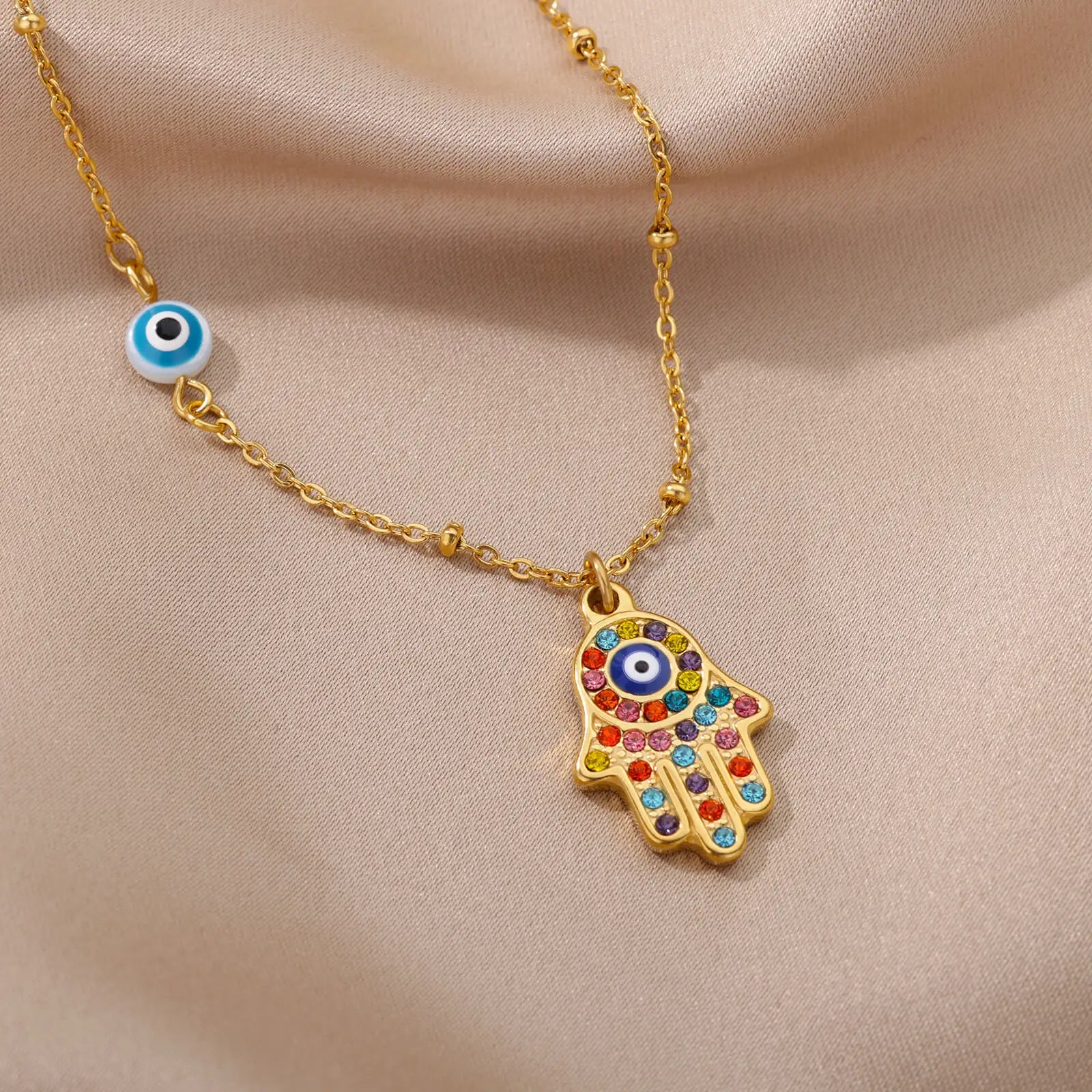 Turkish Hamsa Evil Eye Necklaces
