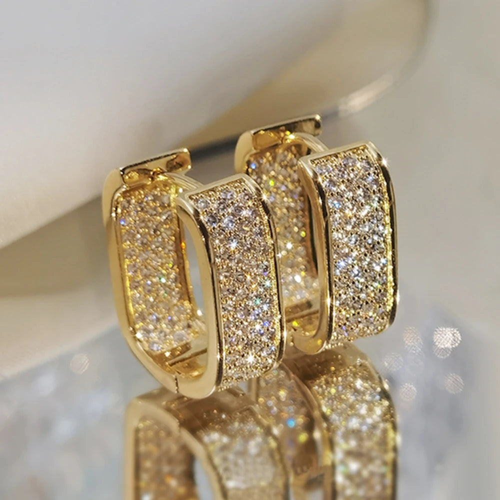 Korean Paved CZ Hoop Earrings