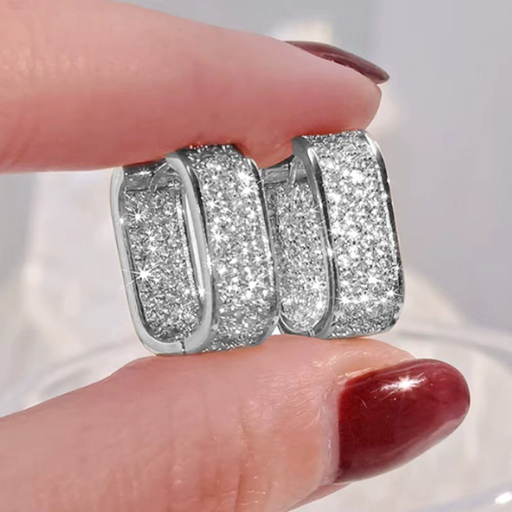 Korean Paved CZ Hoop Earrings