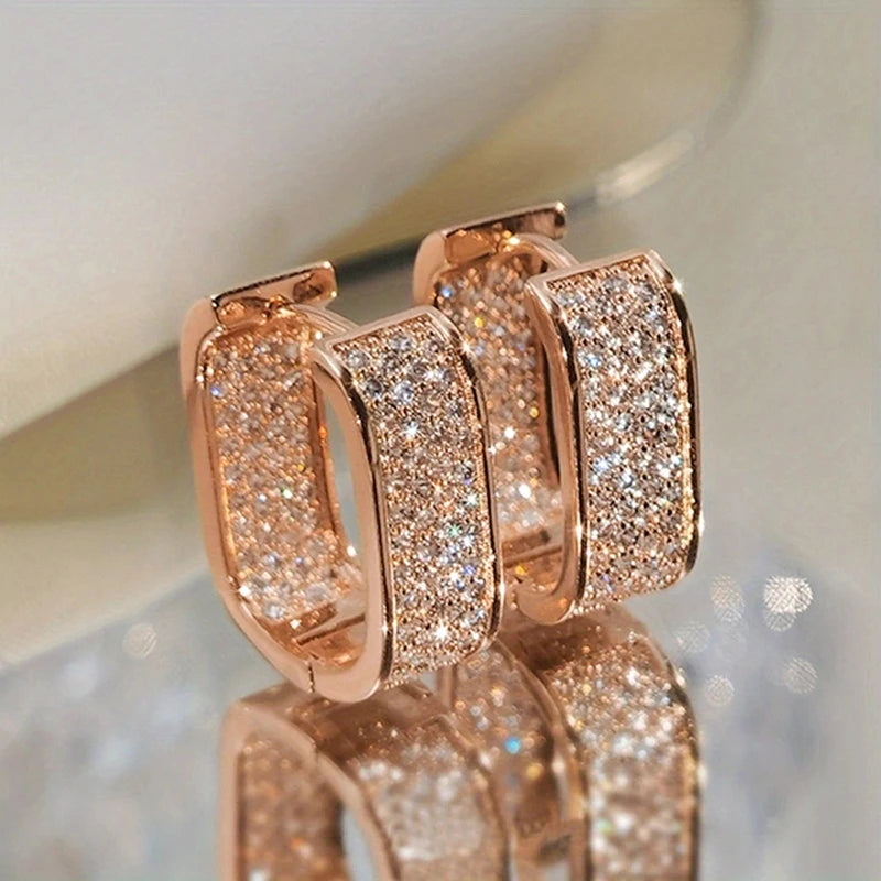 Korean Paved CZ Hoop Earrings