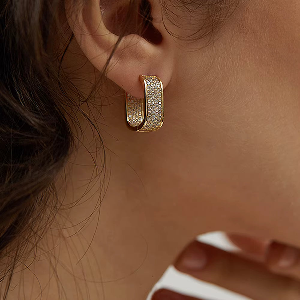 Korean Paved CZ Hoop Earrings