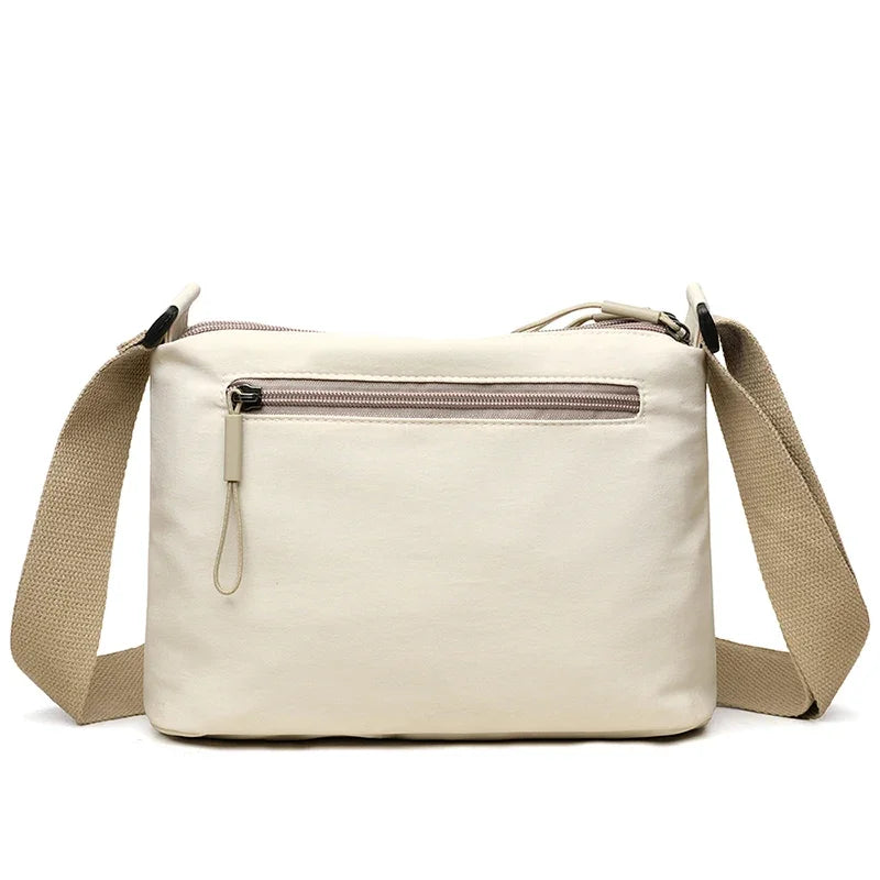 High-Capacity Multi-Pocket Canvas Crossbody Handbag