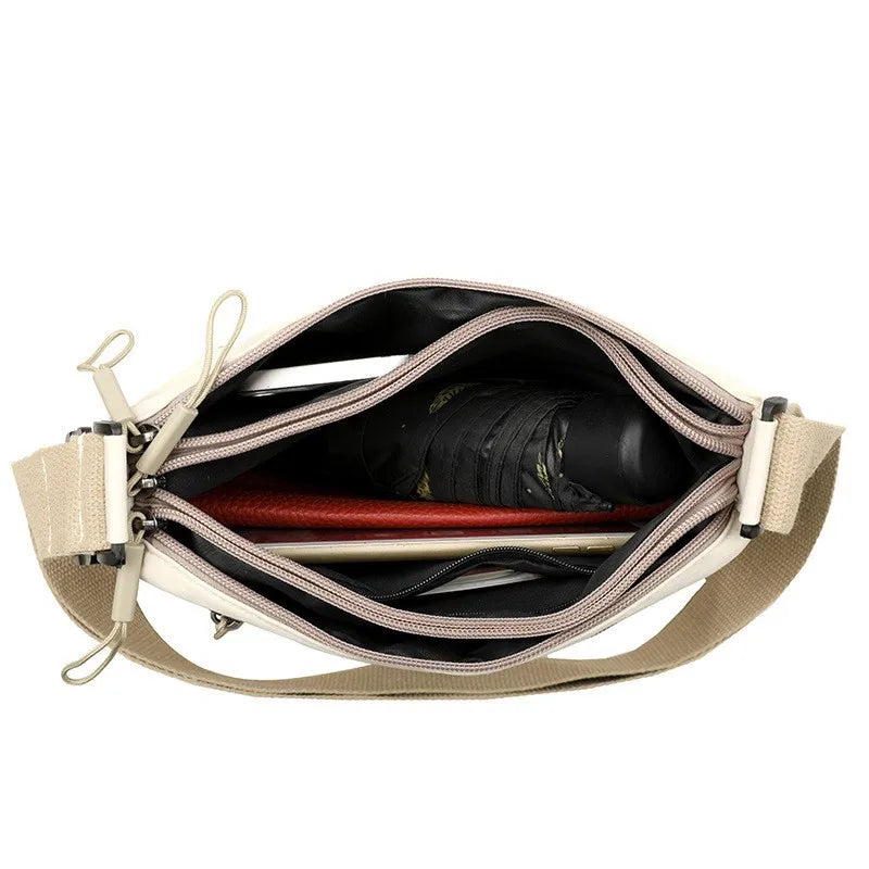 High-Capacity Multi-Pocket Canvas Crossbody Handbag
