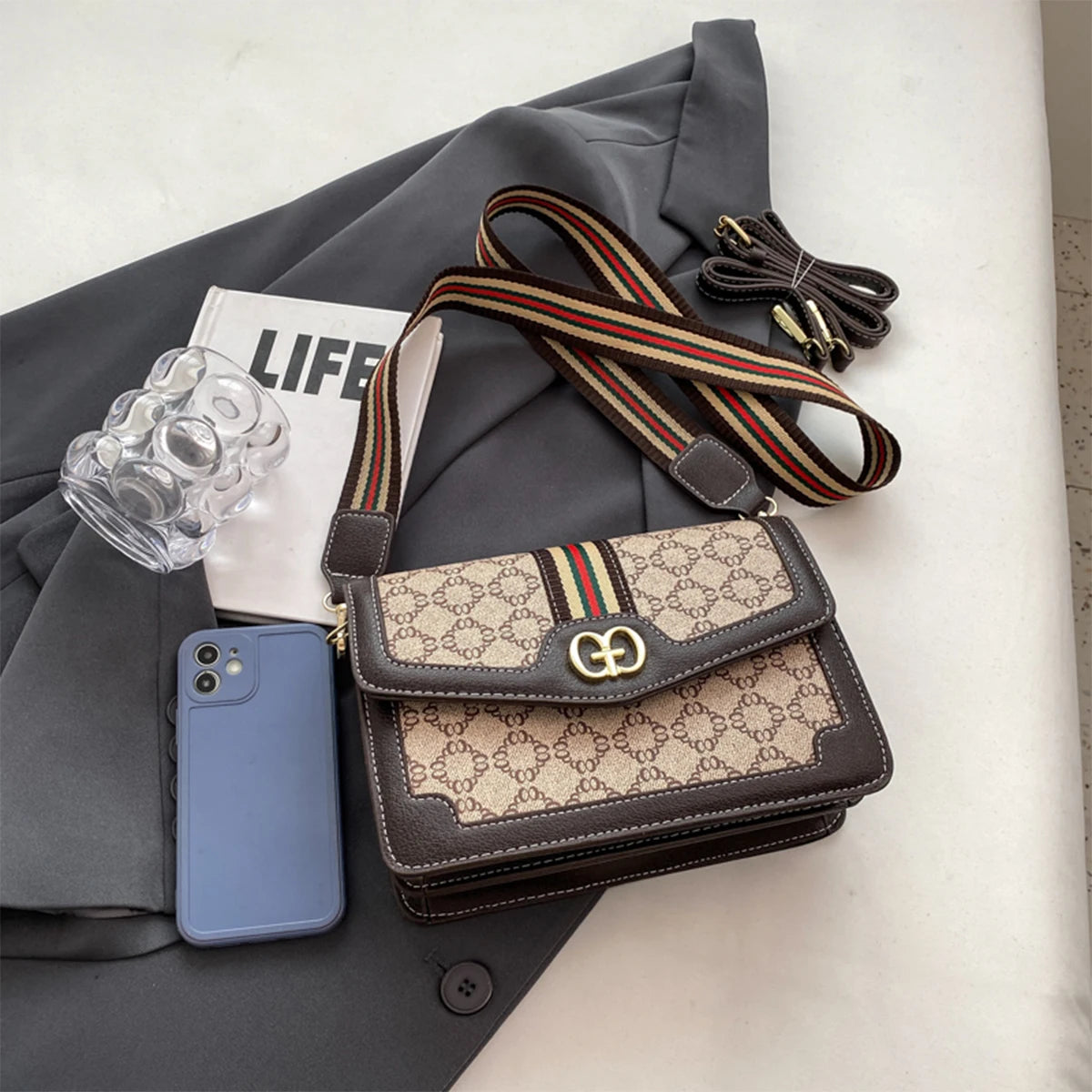 Classic Quilted Geometric Crossbody Bag