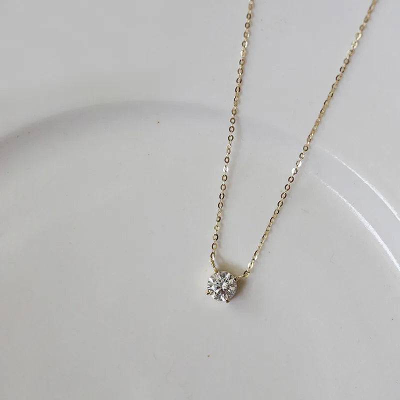 18K Gold-Plated Sterling Silver Zircon Pendant Necklace
