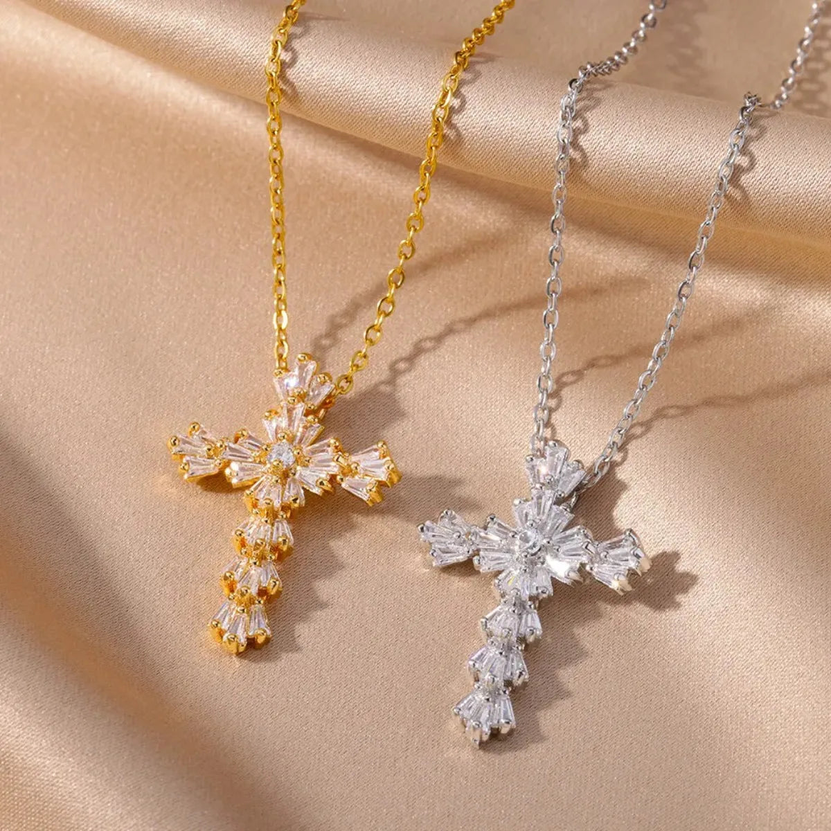 Luxury Zirconia Cross Pendant Necklace