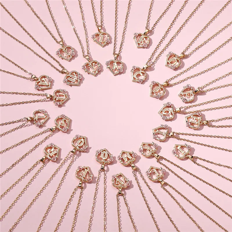 Gold Color A–Z Floral Initial Pendant Necklace